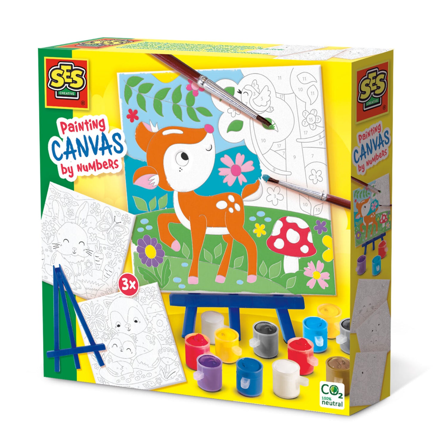 Slikanje po številkah na platnu - Gozdne živali 3x