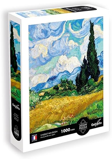 Puzzle 1000 kosov - Polje pšenice s cipresami - Vincent Van Gogh