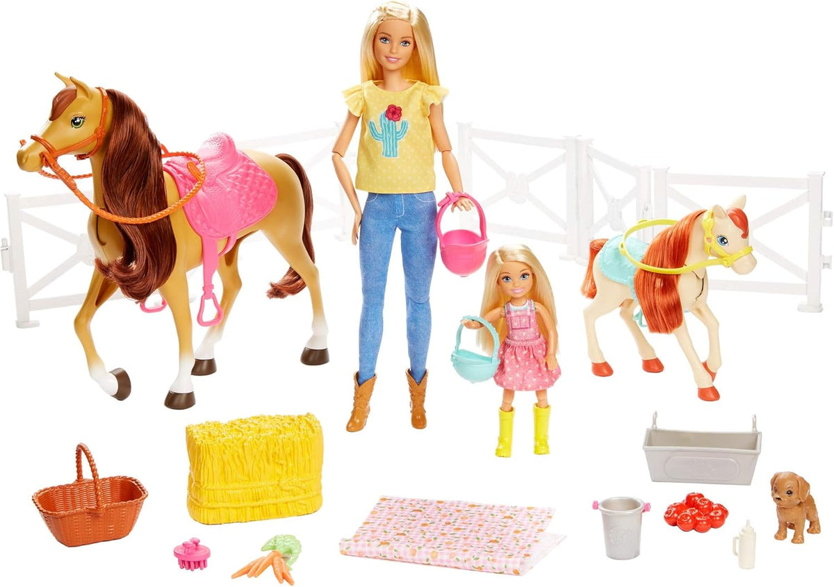 Barbie - Igralni komplet Hugs 'n Horses z lutko Chelsea (FXH15)