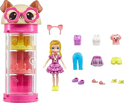 Mattel Polly Pocket - Ogrinjalna omara za modo s psom (HKW06)