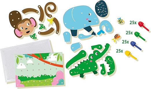 Mozaik perforirana plošča s sestavljankami živali