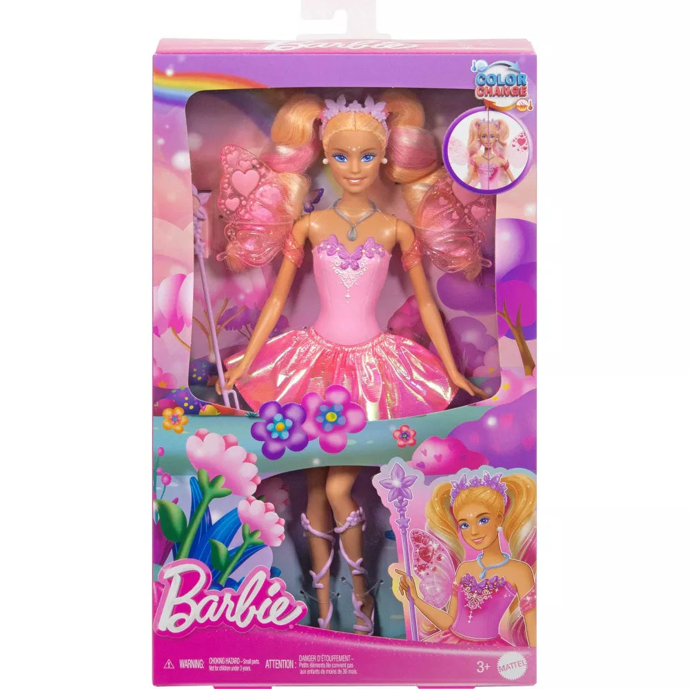 Panenka Barbie Fantasy Fairy 28 cm s křídly a oblečením měnícím barvu