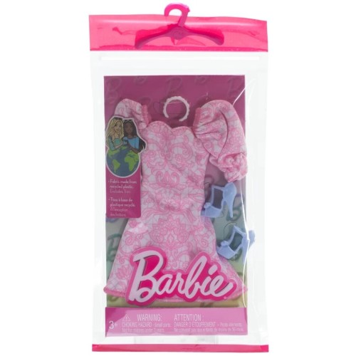 Mattel Barbie: Fashion Pack - Roza obleka z modrimi visokimi petami (HRH40)