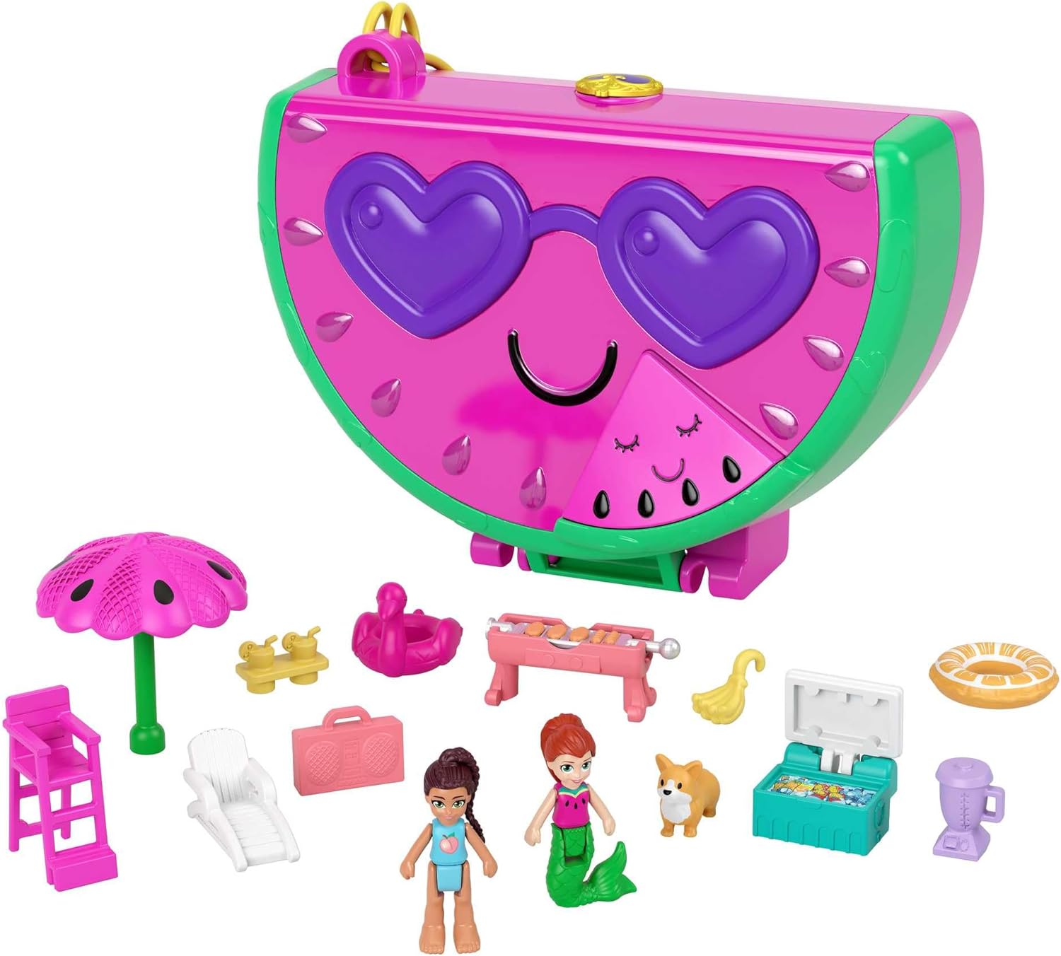Mattel Polly Pocket - Kompaktni komplet za zabavo ob bazenu z lubenico (HCG19)