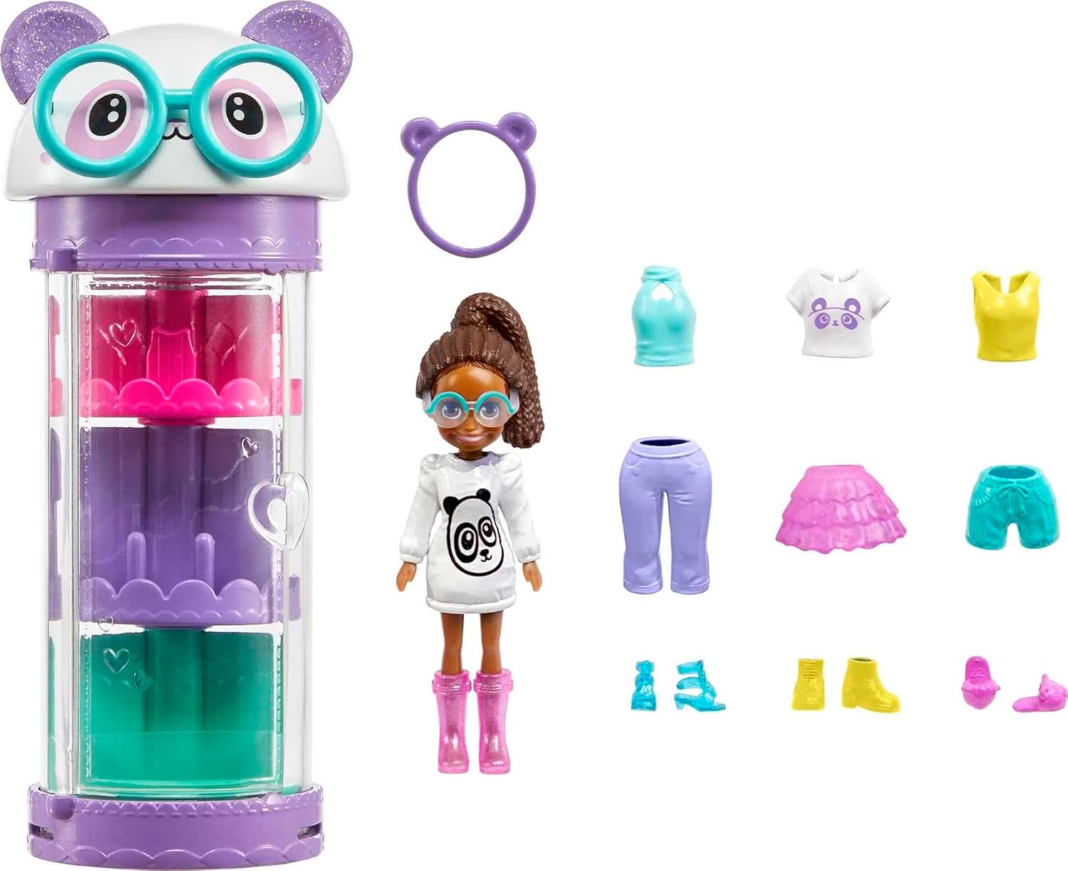 Mattel Polly Pocket - Omara s škatlami za modo na temo pande (HKW05)