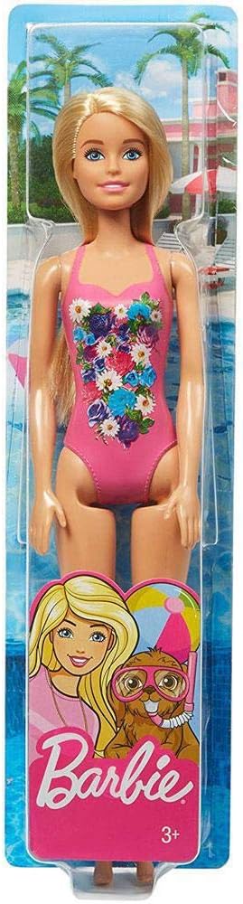 Mattel Barbie lutka plaža - Blondinka v temno roza kopalkah (DWK00)