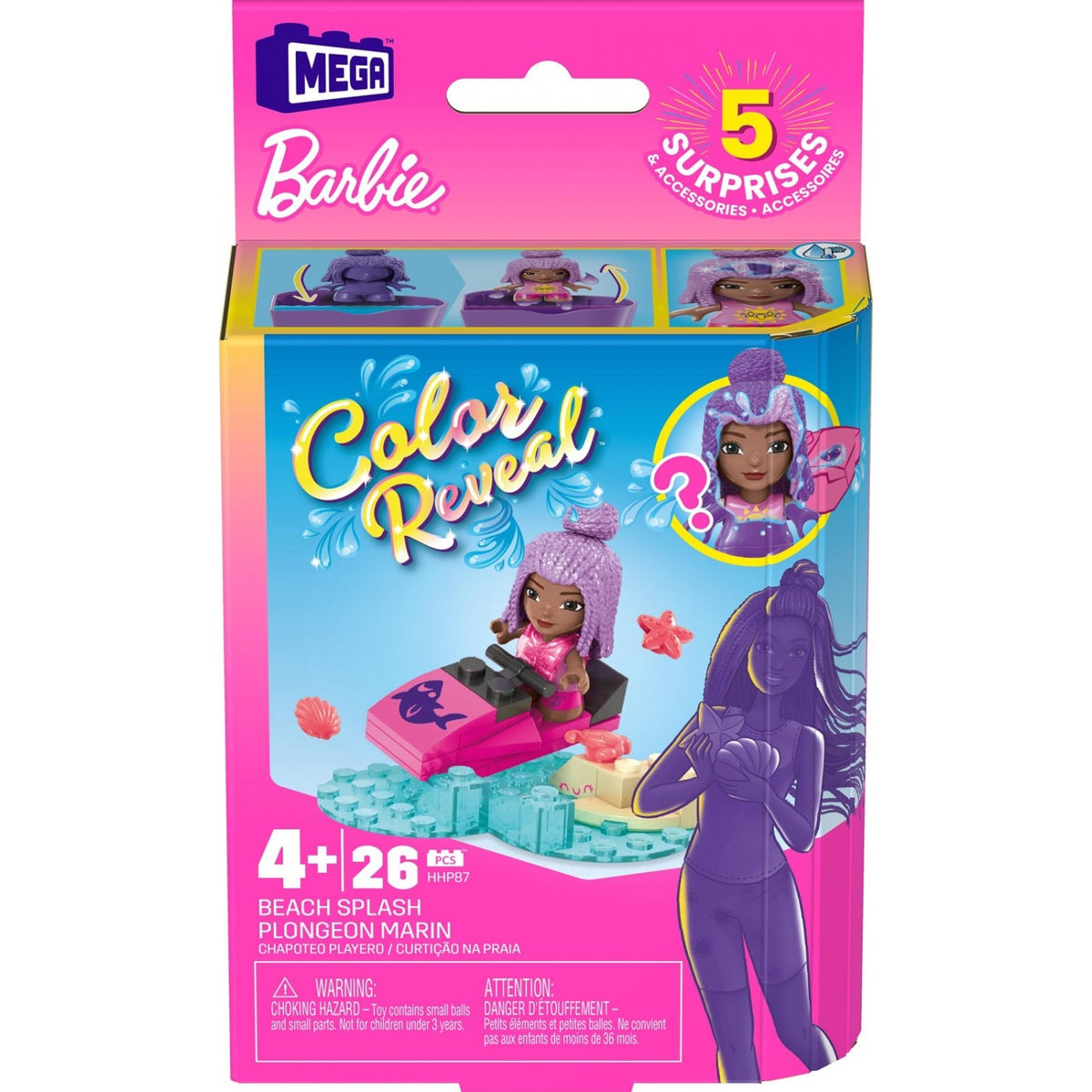 Mattel Mega Bloks Barbie - Mikro lutka za plažo (HHP87)