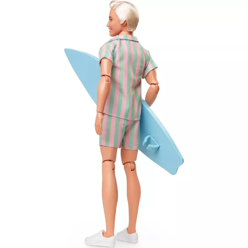 Mattel Barbie - Ken lutka v pastelnem črtastem plažnem kompletu (HPJ97)