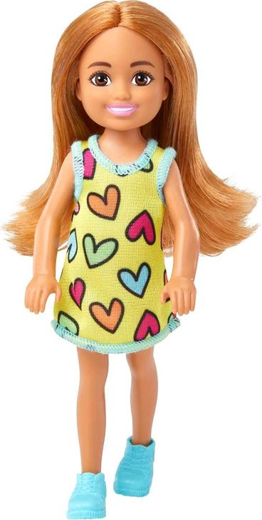 Mattel Barbie Chelsea - Majhna lutka v odstranljivi obleki s srčki(HNY57)