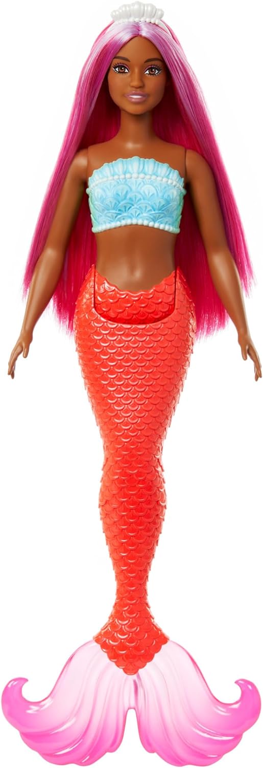 Mattel Barbie Dreamtopia: Oranžna morska deklica - Lutka z Temno Poltjo (HRR04)