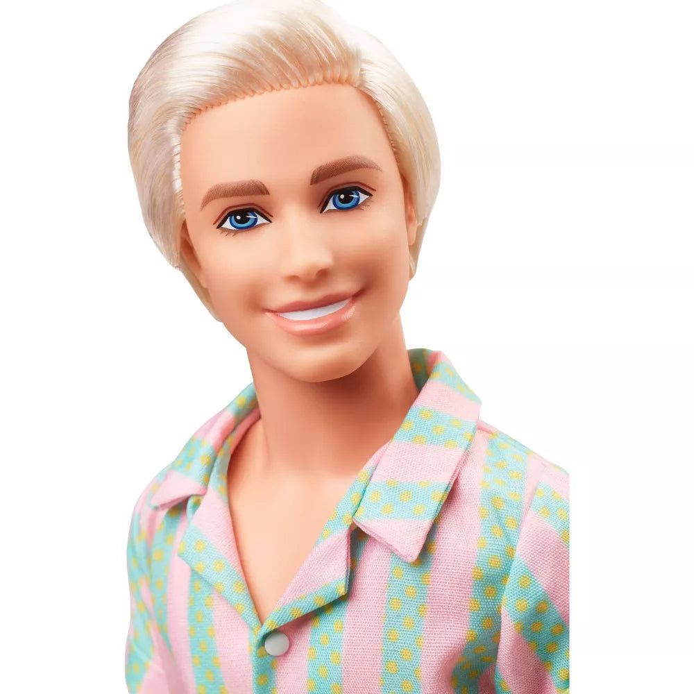 Mattel Barbie - Ken lutka v pastelnem črtastem plažnem kompletu (HPJ97)